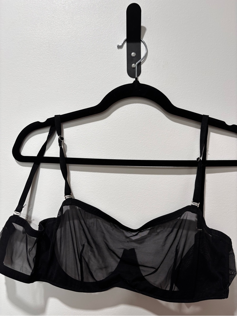 Sheer Black Balconette Bra with Underwire Support